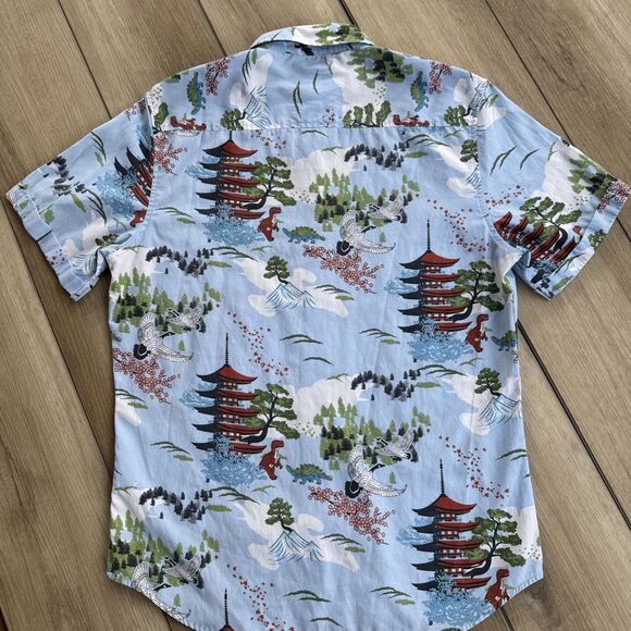 Japanese Hawaiian Men's M Shirt Firefly Lootwear LTD Ed. Dinosaurs Pagoda Nature - Picture 9 of 11